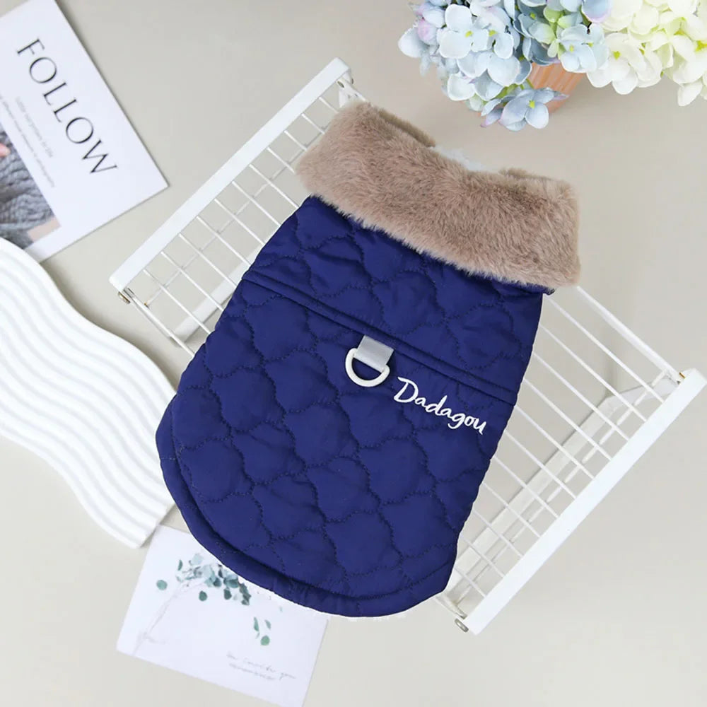Waterproof Fur Collar Dog Jacket with Warm Fleece Lining