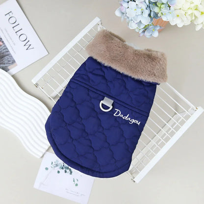 Waterproof Fur Collar Dog Jacket with Warm Fleece Lining
