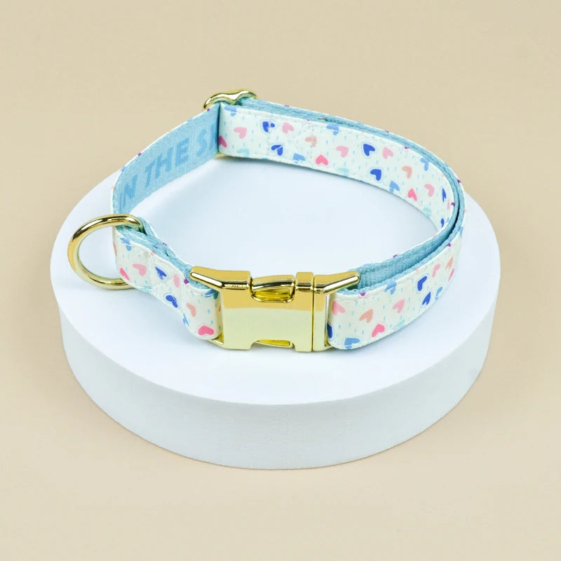 LoveFest Adjustable Pet Collar – Double-Sided Print with Charming Pendant