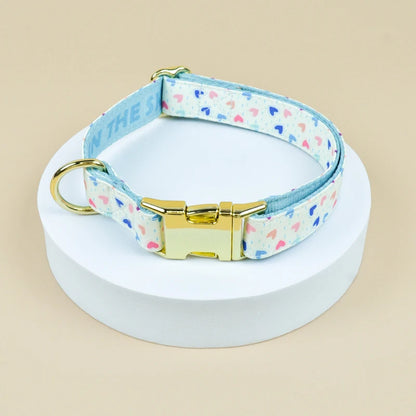 LoveFest Adjustable Pet Collar – Double-Sided Print with Charming Pendant