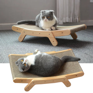 Wooden Cat Scratcher Scraper Detachable Lounge Bed 3 In 1