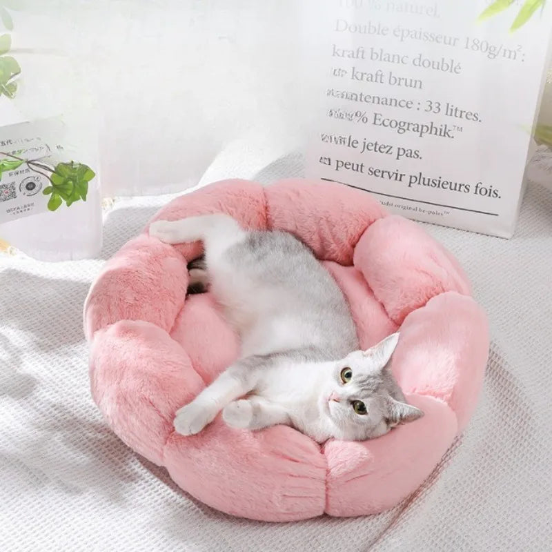 Blossom Bliss Plush Flower Pet Bed - Cozy Comfort for Small & Medium Pets - Barking Meows