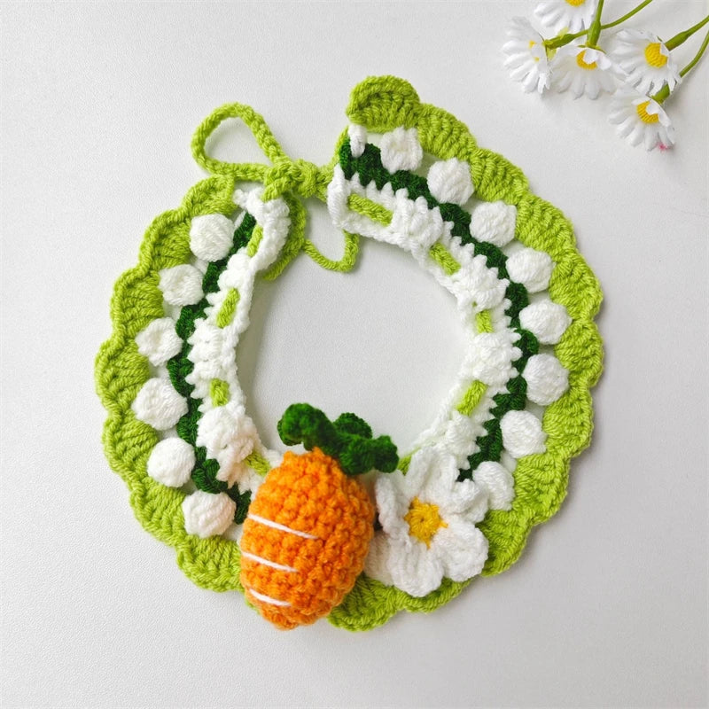 CozyFruit Handmade Knitted Neck Collar – Cute Accessories for Cats and Dogs