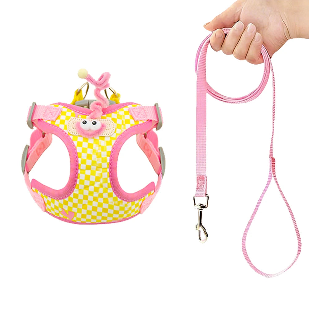 PlaidPaws Adjustable Vest Harness Set – Fashionable Anti-Slip Chest Strap & Leash