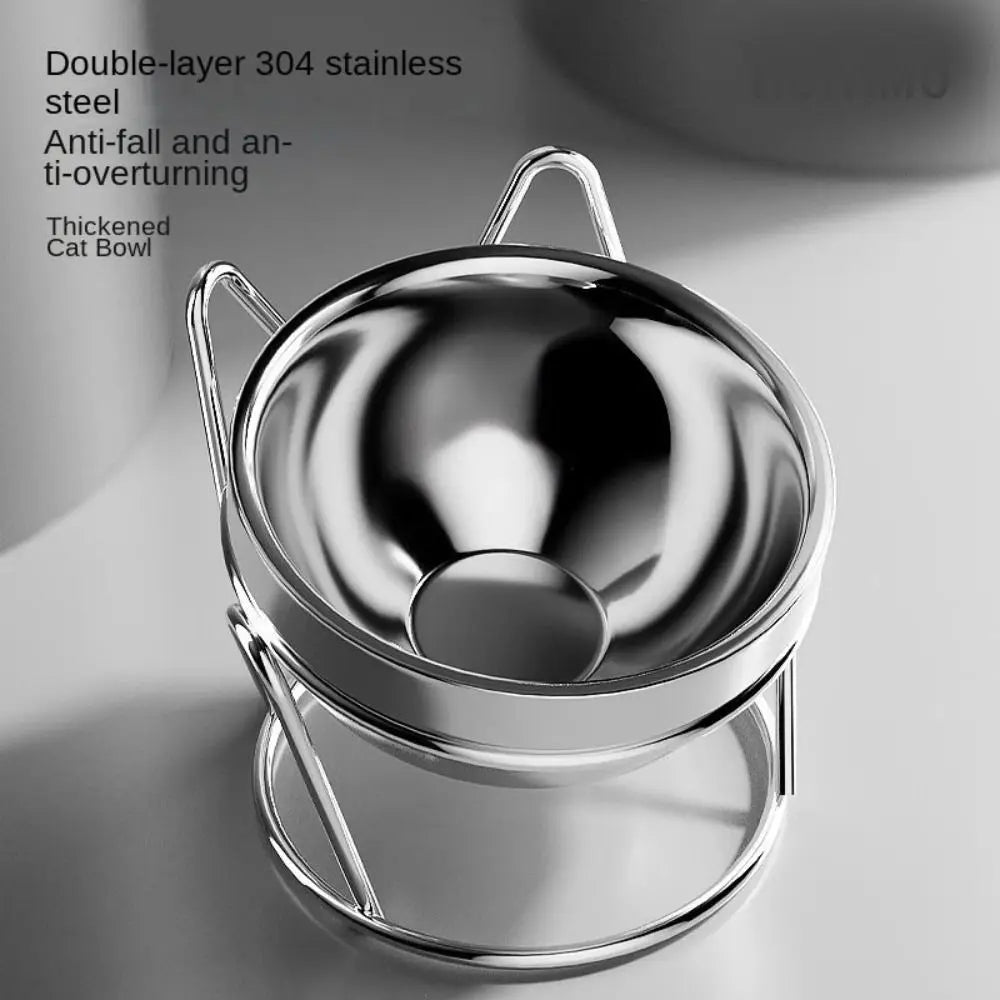 Elevated Stainless Steel Cat Bowl with Stand – Ergonomic, Spill-Proof Design