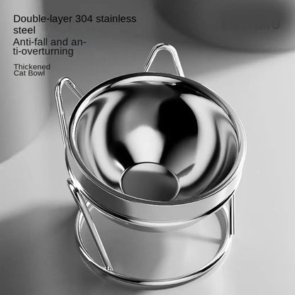 Elevated Stainless Steel Cat Bowl with Stand – Ergonomic, Spill-Proof Design