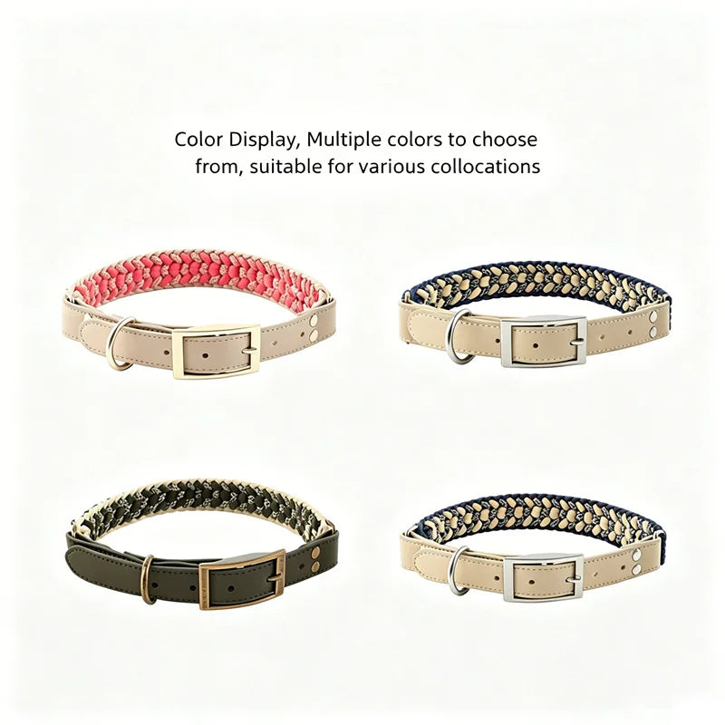 Luxury Hand-Woven Leash or Collar – Heavy-Duty Climbing Rope & Adjustable Leather Walkwear