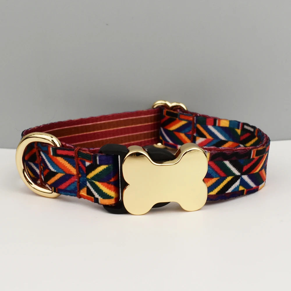 EthnoCharm Custom Engraved Dog Collar & Leash Set – Personalized with Nameplate