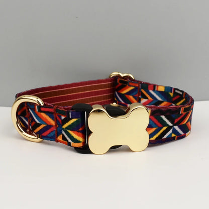 EthnoCharm Custom Engraved Dog Collar & Leash Set – Personalized with Nameplate