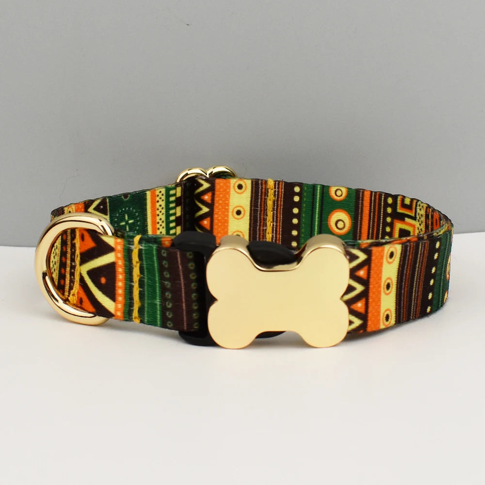 EthnoCharm Custom Engraved Dog Collar & Leash Set – Personalized with Nameplate