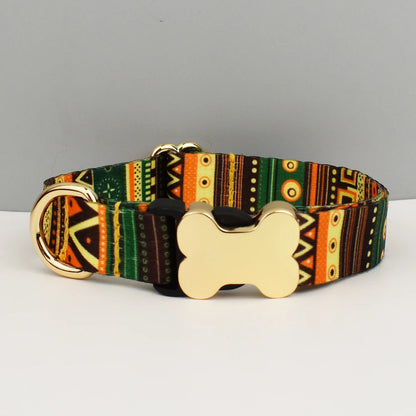 EthnoCharm Custom Engraved Dog Collar & Leash Set – Personalized with Nameplate