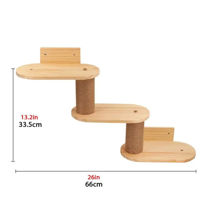WhiskerWonder Wall-Mounted Cat Playground - Wooden Climbing Shelves & Sisal Scratcher