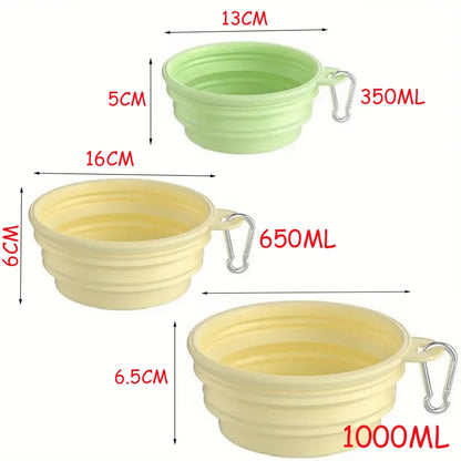 HydroPaws Collapsible 2-in-1 Travel Bowl – Portable Silicone Feeder with Carabiner