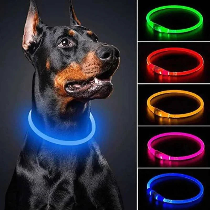 NightGlow USB Rechargeable LED Safety Collar – High-Visibility Cut-to-Fit Loss Prevention Collar