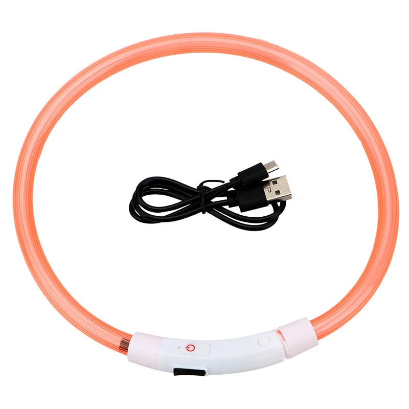 NightGlow USB Rechargeable LED Safety Collar – High-Visibility Cut-to-Fit Loss Prevention Collar