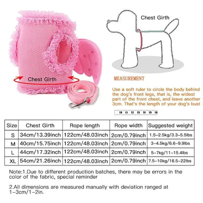 AngelWings Whimsical No-Pull Harness & Leash Set – Soft Breathable Walking Belt for Toy and Small Breeds