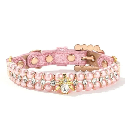 LuxePearl Sparkling Crystal & Pearl Collar – Glamorous Elegance for Small Dogs & Cats
