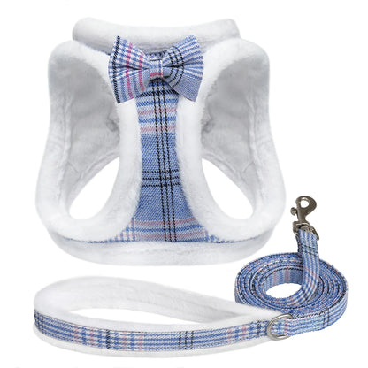 Snug & Stylish: Winter Warm Harness Leash Set for Small & Medium Pets