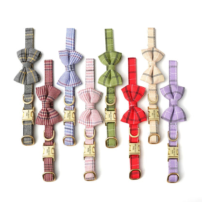 BowtieCharm Personalized Dog & Cat Collar – Custom Engraved Nameplate for Small and Toy Breeds