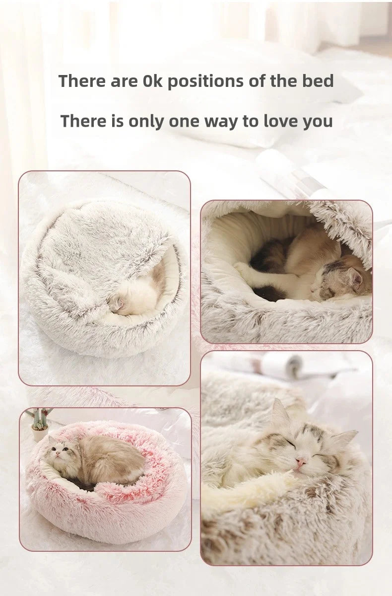 Cozy Cuddle Plush Nest: 2-in-1 Cat & Puppy Bed for Ultimate Warmth