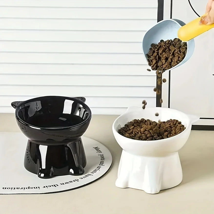 PurrComfort Orthopedic Tilted Cat Bowl – Anti-Vomiting 15° Slanted Food & Water Feeding Station with Stable Non-Slip Base