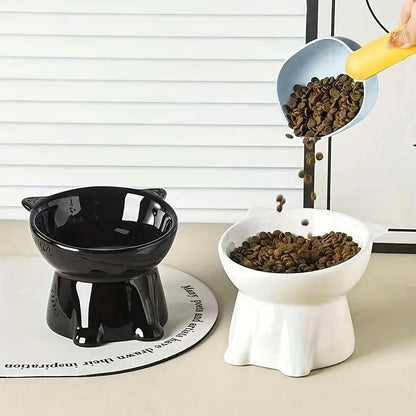 PurrComfort Orthopedic Tilted Cat Bowl – Anti-Vomiting 15° Slanted Food & Water Feeding Station with Stable Non-Slip Base