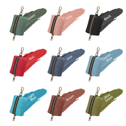 RetroChic Premium Leather Waste Bag Dispenser – Portable Zippered Poo Bag Holder with Leash Clip