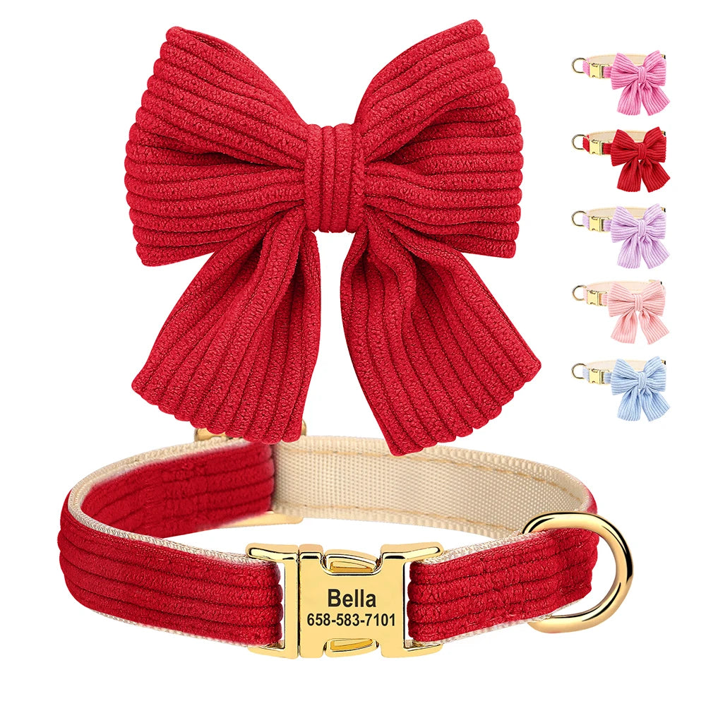 Bowtie Charm Custom Dog Collar - Personalized Elegance for Your Pet