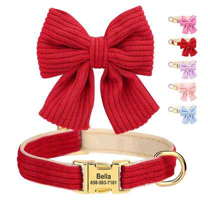 Bowtie Charm Custom Dog Collar - Personalized Elegance for Your Pet