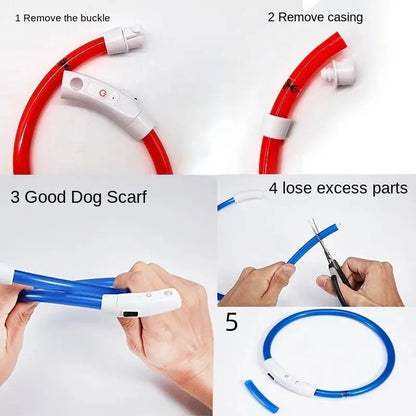 NightGlow USB Rechargeable LED Safety Collar – High-Visibility Cut-to-Fit Loss Prevention Collar
