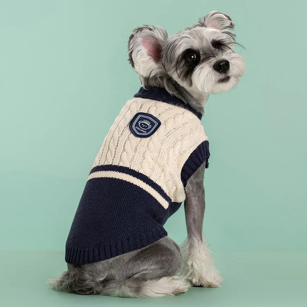 Cozy Classics: Festive Cotton Sweater for Small & Medium Pets