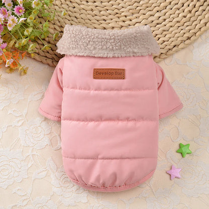 Cozy Winter Wonderland Dog Jacket with Fur Collar
